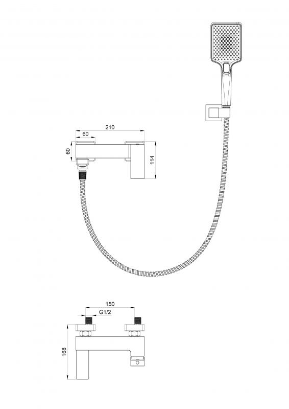 Смеситель для ванны WONZON & WOGHAND WW-88639016-CR с душевым гарнитуром, Хром фото 2