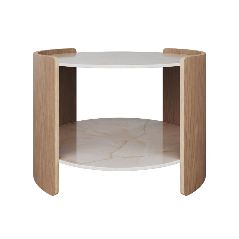 Столик Ellipsefurniture Lagom Stone D 65 см высота 45 см (камень LC, натуральный дуб) LG016614115 фото 2