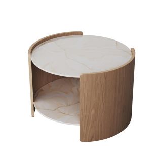Столик Ellipsefurniture Lagom Stone D 65 см высота 45 см (камень LC, натуральный дуб) LG016614115
