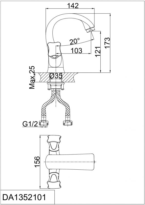 Смеситель для раковины D&K Hessen Grimm DA1382101 фото 2