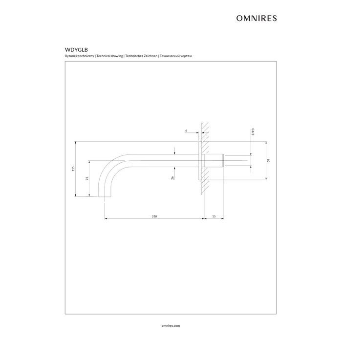 Излив настенный OMNIRES Y WDYGLB (брашированное золото) фото 2