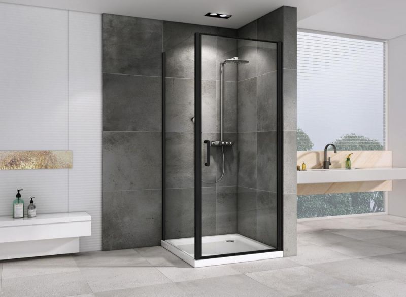 Душевой уголок Abber Sonnenstrand AG04100B-S85B 100x85 см, профиль черный, стекло прозрачное фото 2