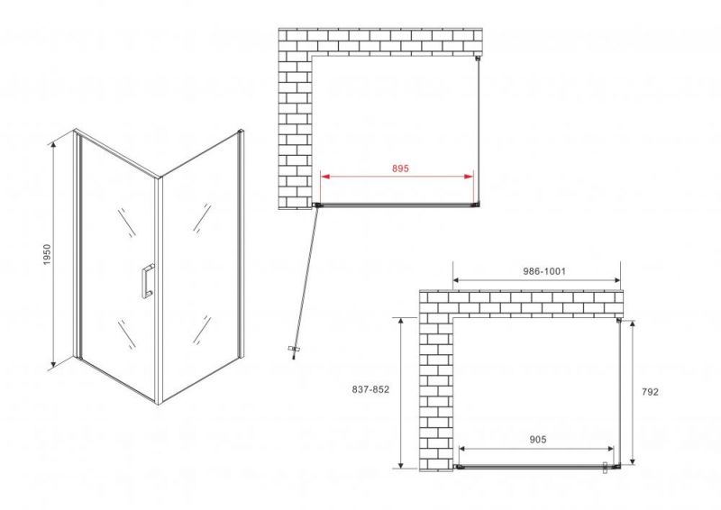 Душевой уголок Abber Sonnenstrand AG04100B-S85B 100x85 см, профиль черный, стекло прозрачное фото 4
