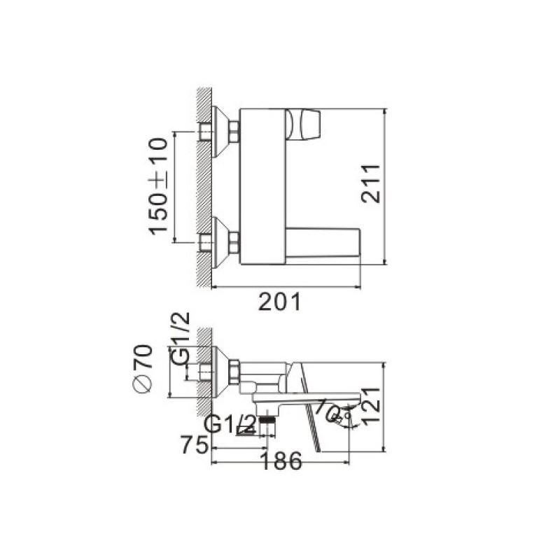 Смеситель для ванны BELZ B60533-7, черный