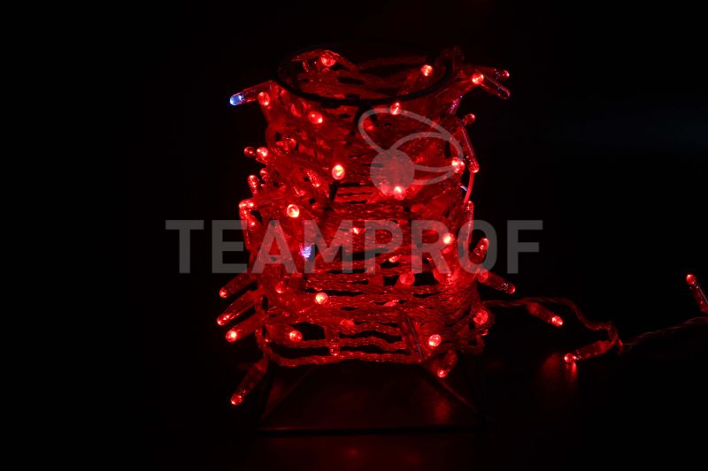 Светодиодная гирлянда-нить Teamprof 10м, 24В, флэш, красный провод, красная TPF-S10CF-24V-CR/R фото 1