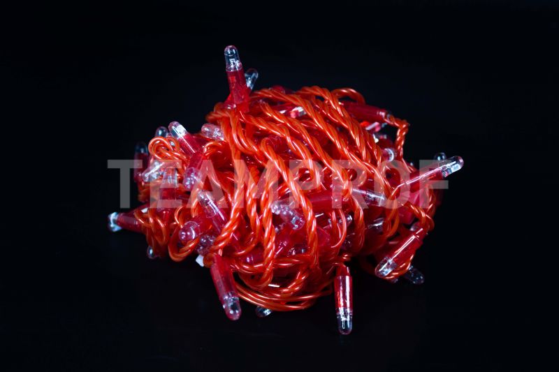 Светодиодная гирлянда-нить Teamprof 10м, 24В, флэш, красный провод, красная TPF-S10CF-24V-CR/R фото 2