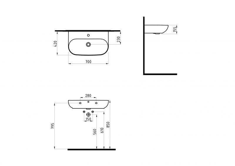 Раковина на столешницу Bien Vokha 70x42x15,5 MDLS07001FD1B9000