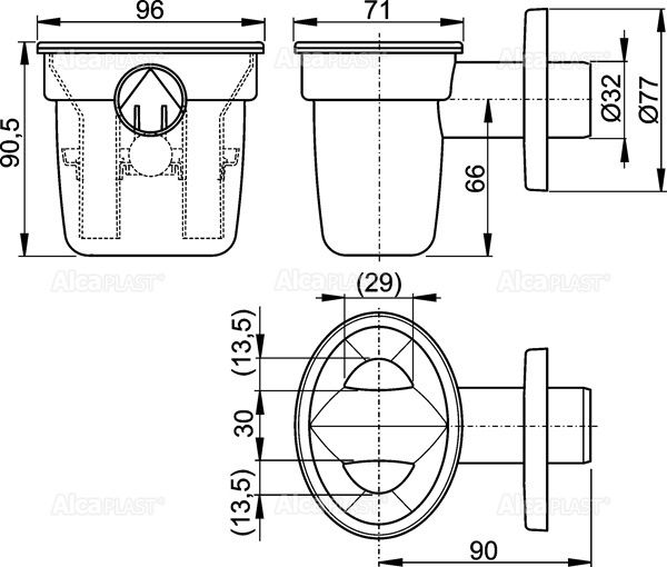 Воронка с шариком для сбрасываемого конденсата AlcaPlast AKS1Z