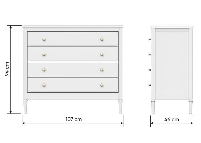 Комод Ellipsefurniture Elit 4 ящика (белый) ET010201010101