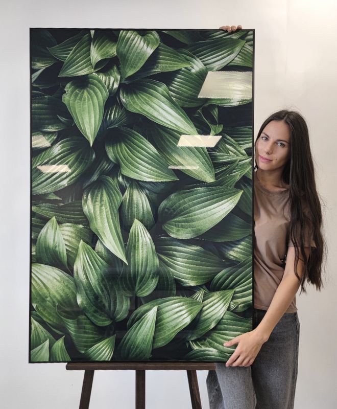 Большая интерьерная картина Сalla Lilies 80х120см в черном багете на композитном материале  Alumoart 7.1.1