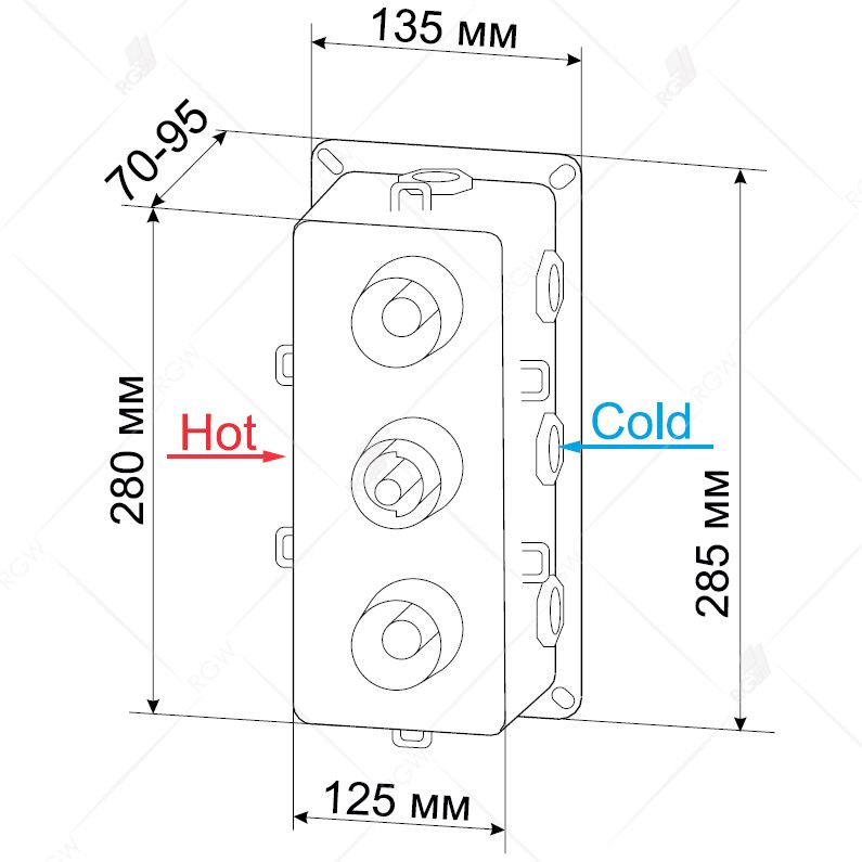 Встраиваемый термосмеситель RGW Shower Panels SP-41 (Хром, круглые) фото 5