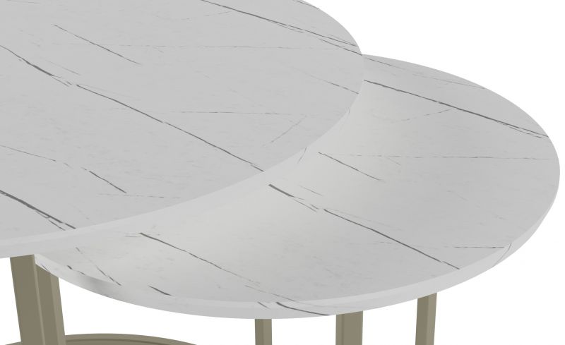 Комплект журнальных столов Калифорния Лесли белый мрамор/титан BD-2740853
