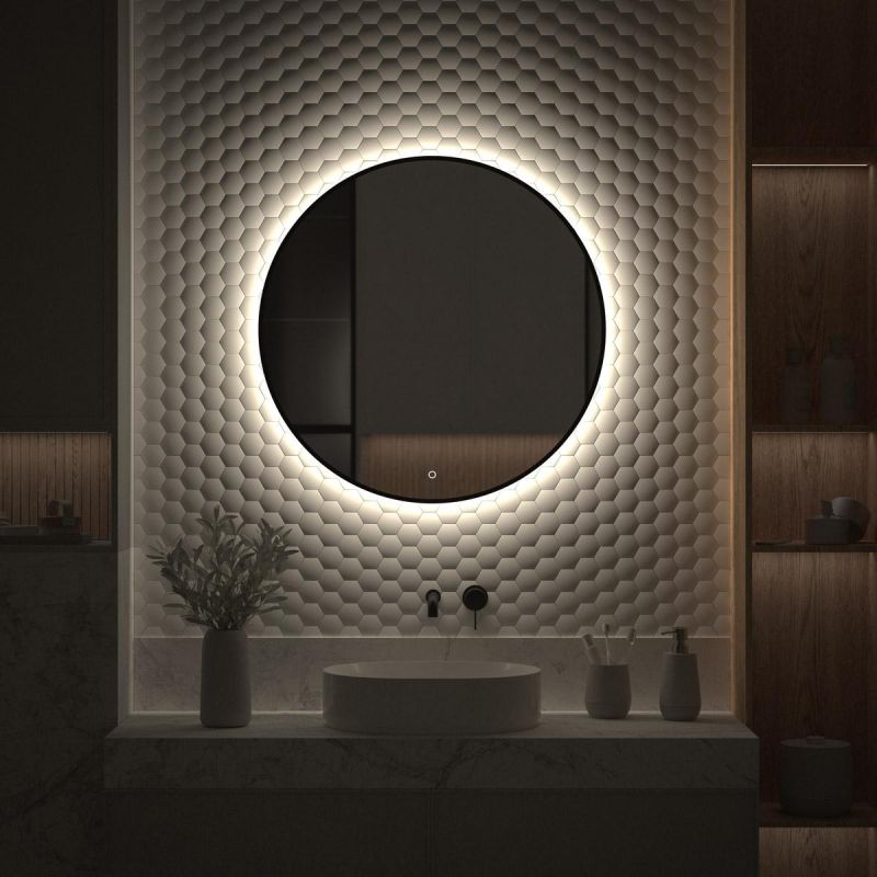 Зеркало для ванной DEFESTO AURA DF 2985S с LED-подсветкой и сенсорным выключателем Ø80см фото 5