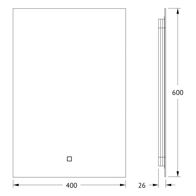 Зеркало для ванной DEFESTO GLOW DF 2502S с LED-подсветкой и сенсорным выключателем 40x60см фото 2
