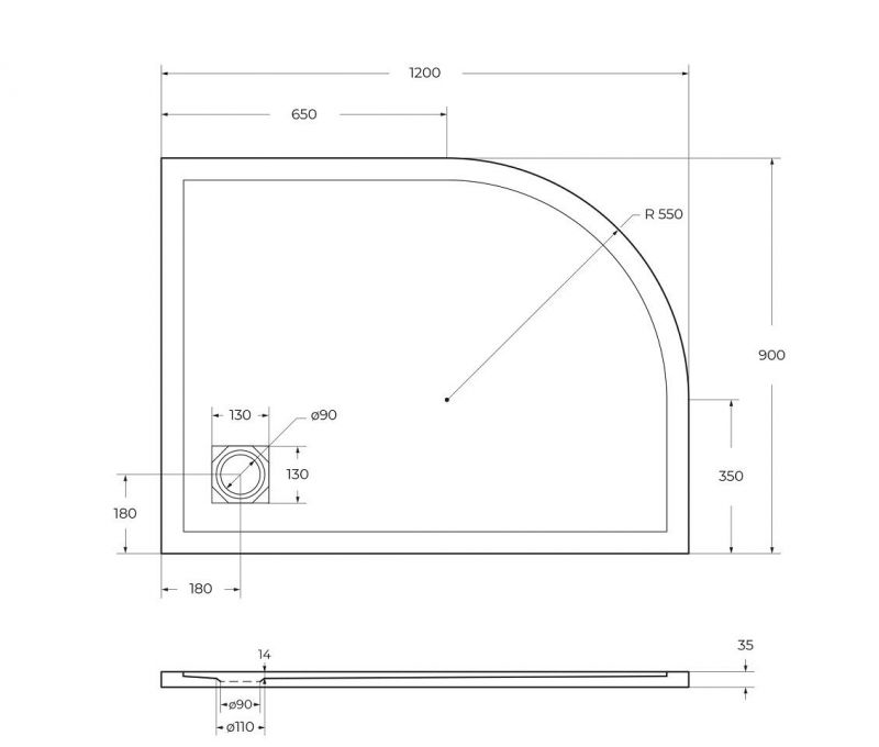 Душевой поддон BelBagno UNO TRAY-MR-UNO-RH-120/90-550-35-W-R-NO 120x90 фото 5