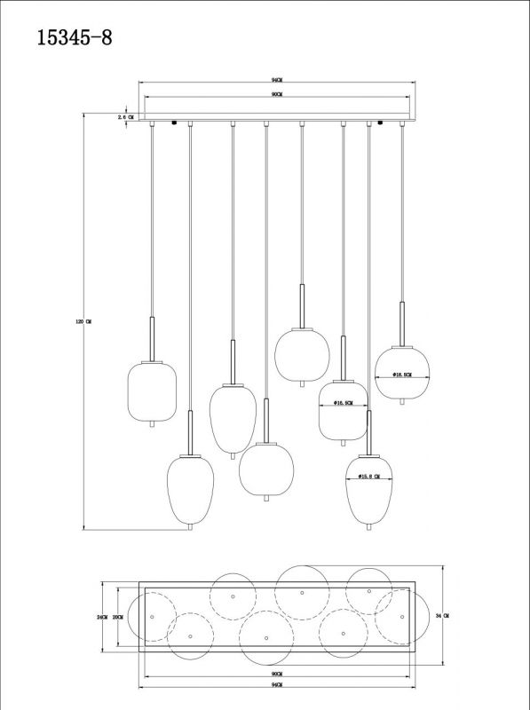 Светильник подвесной Globo Lighting Blacky 15345-8