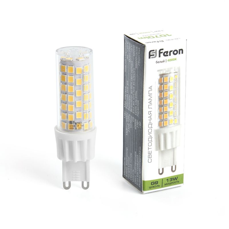 Лампа светодиодная Feron 13W 230V G9 4000K JCD, LB-436 38153