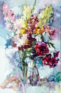 Картина "Цветы и пуанты" Геннадий Алехнович