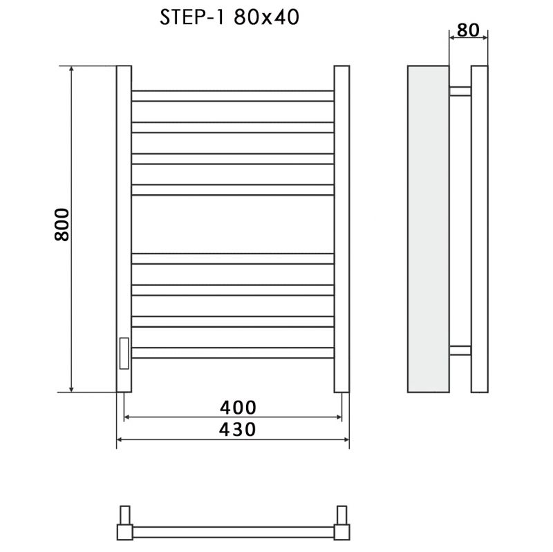 Полотенцесушитель электрический Ника STEP-1 80/40 лев