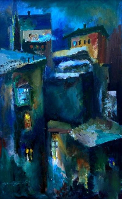 Картина "холодный зимний вечер" Питаев Валерий