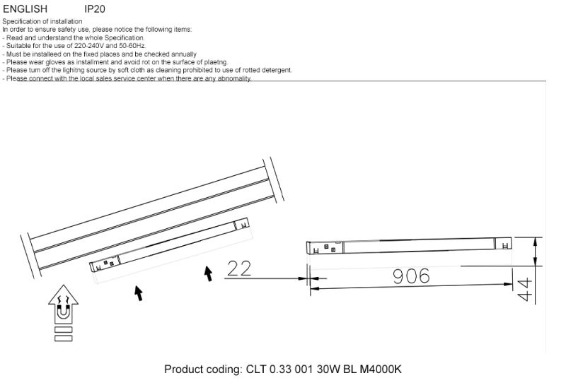 Светильник трековый магнитный CLT 0.33 001 30W BL M4000K