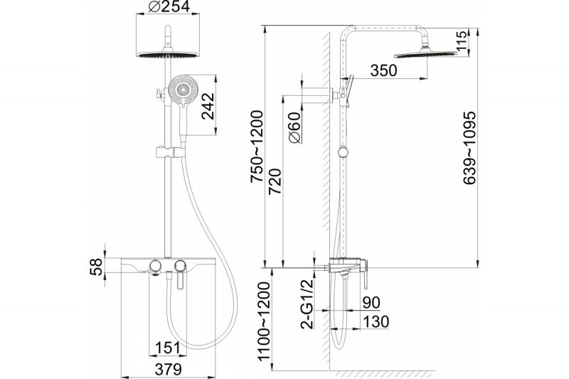 Душевая стойка Royal Bath ACCORD 83123Q, графит