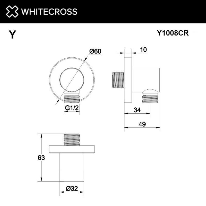 Шланговое подключение WHITECROSS Y1008CR, хром фото 3