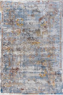 Турецкий ковер из полиэфирного шёлка Carpet «MYSTIC» 0651A-NAVY-GREY 300 x 380 см