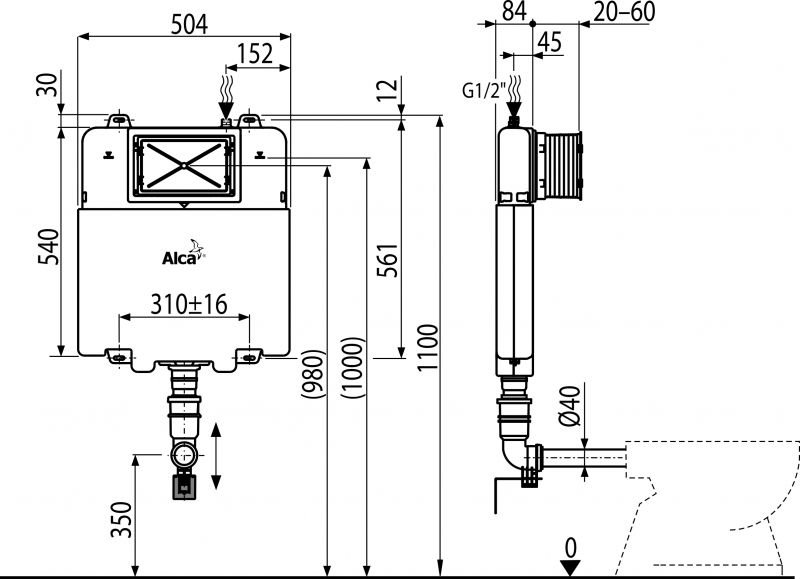 Бачок скрытого монтажа AlcaPlast Basicmodul Slim AM1112