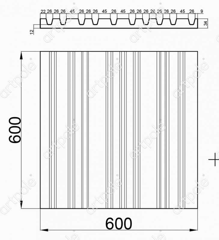 Гипсовая 3D панель Artpole BARCODE BIG 2 D-0009-2 600x600x34 мм фото 2