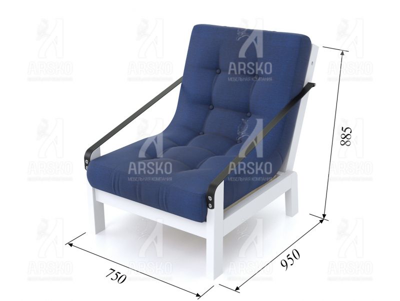 Кресло Локи белая эмаль синяя рогожка BD-2161219