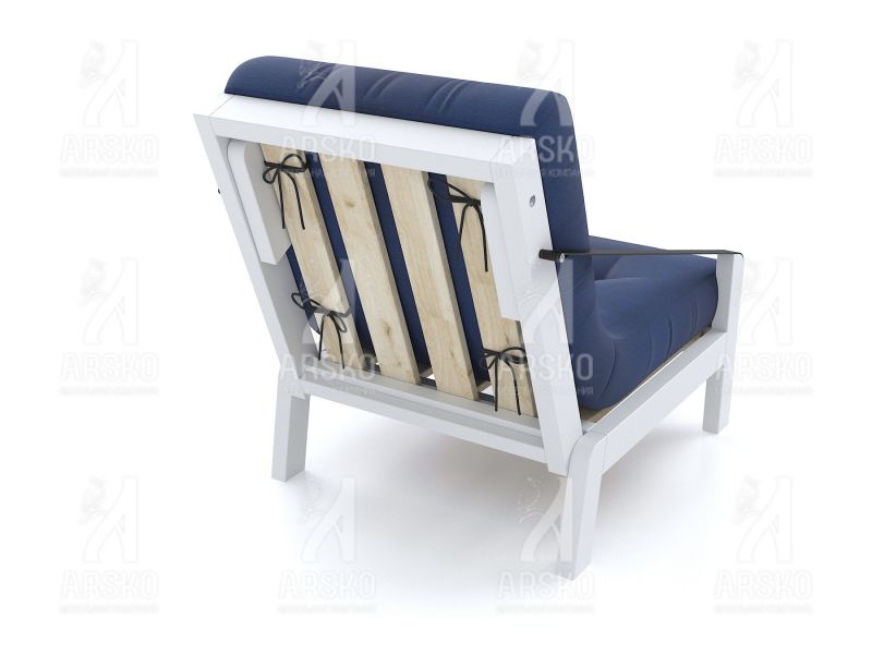 Кресло Локи белая эмаль синяя рогожка BD-2161219