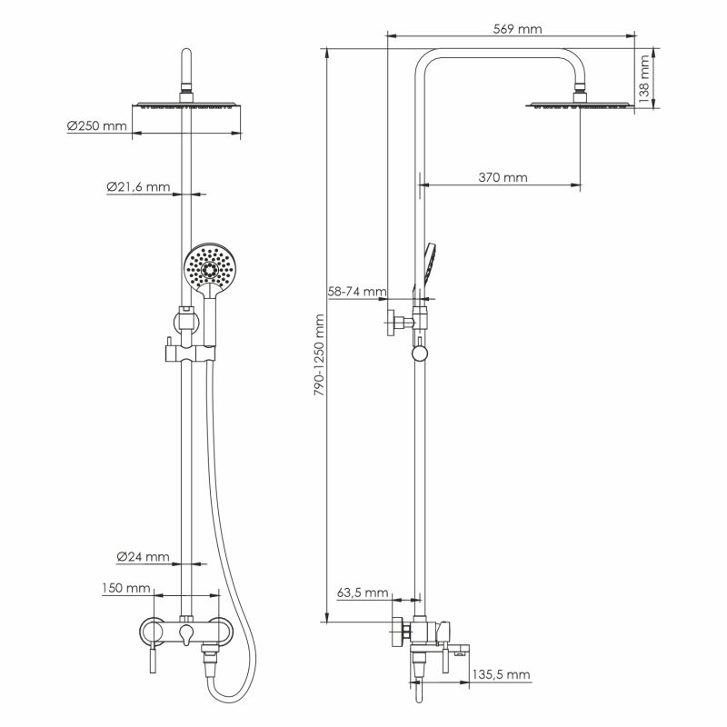 Душевая стойка WasserKraft A14201 никель