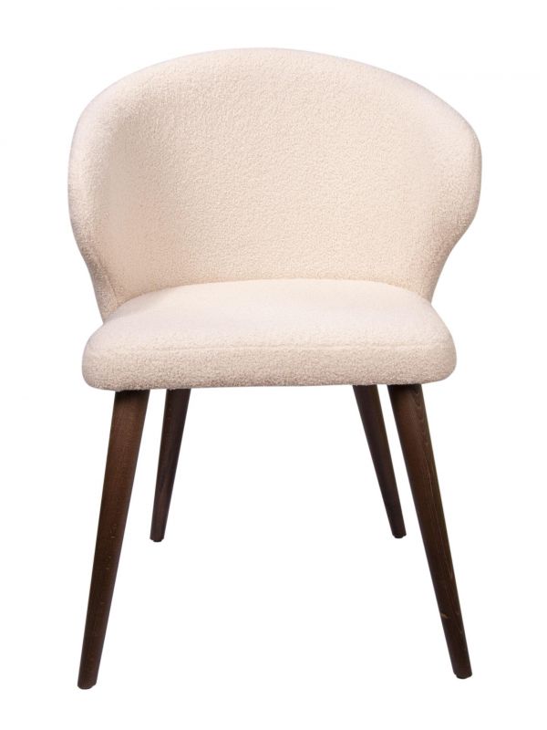 Дизайнерский стул Ariel букле кремовый, опора коричневый бук DM 299