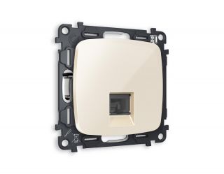 Комплект механизма компьютерной розетки Ambrella Volt OMEGA Бежевый глянец RJ-45(8P8C) CAT6 с шторкой (OP3120, VM188) MO312010