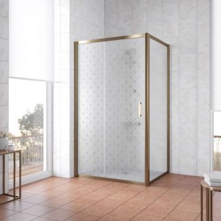 Душевой уголок Vegas Glass ZP+ZPV 150х70 05 R05 L, профиль бронзовый, стекло с узором