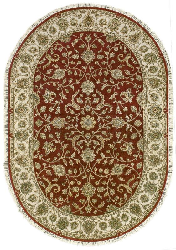 Индийский ковер из шерсти и шёлка Carpet «PLATINUM» AK1511-DRED-IVR(Oval) 304 x 398 см