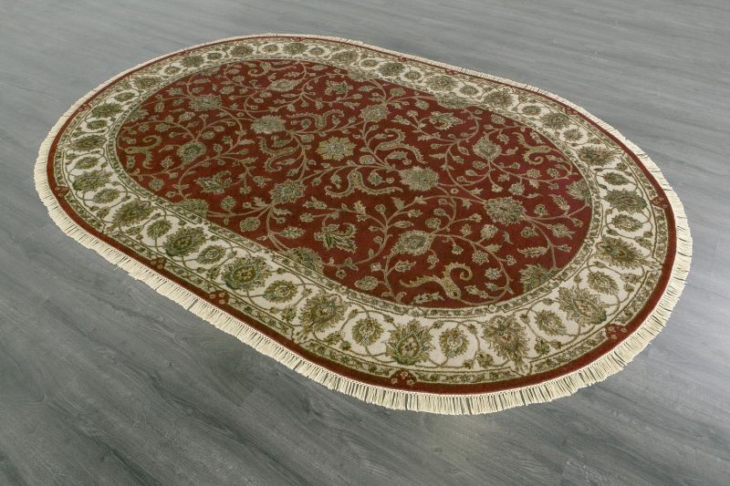 Индийский ковер из шерсти и шёлка Carpet «PLATINUM» AK1511-DRED-IVR(Oval) 304 x 398 см