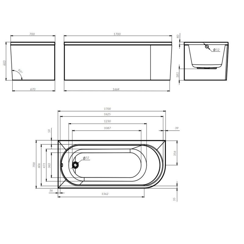 Ванна акриловая AM.PM X-Joy W94A-170L70W-ARP 170x70 см, L, с каркасом и экраном фото 9