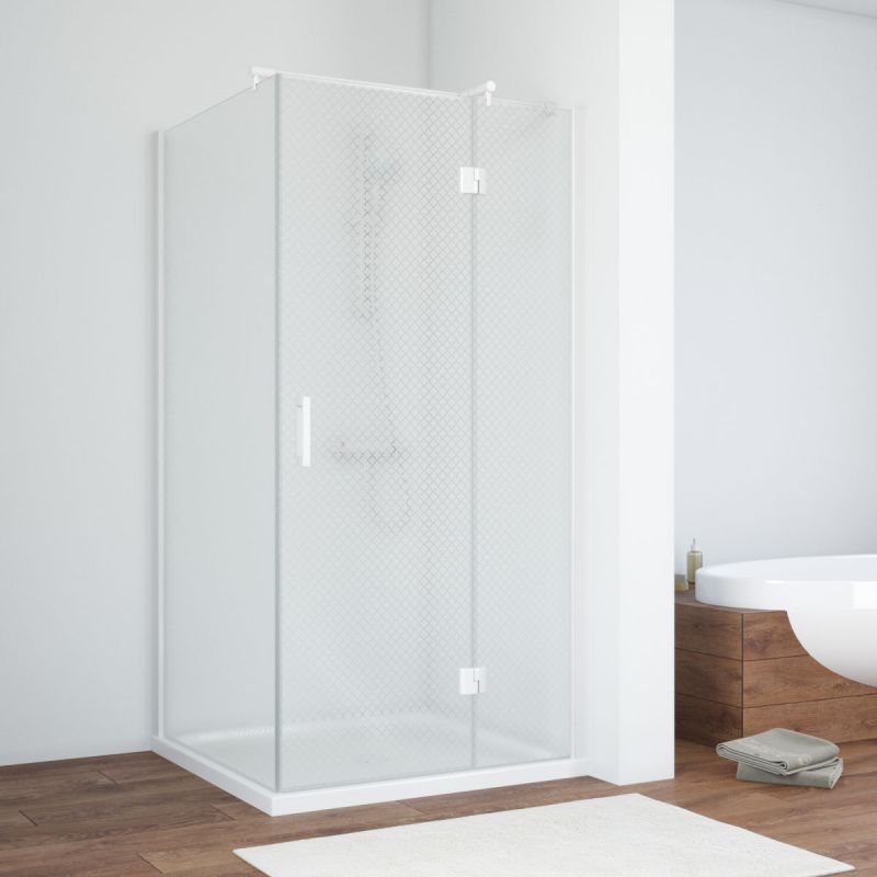 Душевой уголок Vegas Glass AFP-Fis 90х120 01 R04 R, профиль белый, стекло с узором фото 1