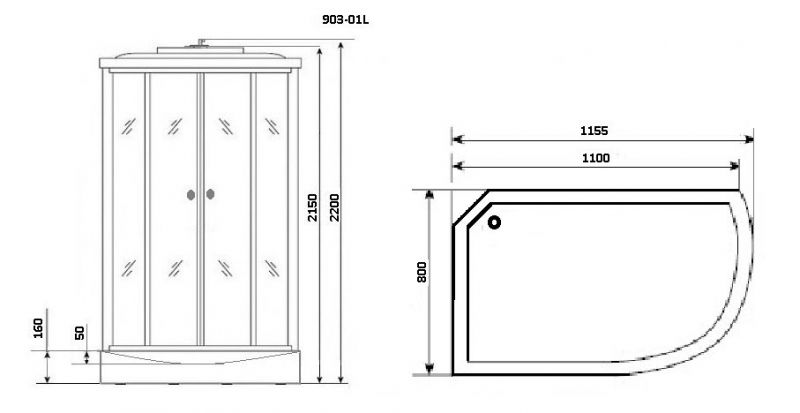 Душевая кабина Niagara Premium 120/80/220 9030135L 80x120