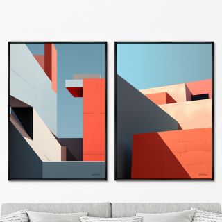 Набор из 2-х репродукций картин ArtNoMore на холсте City morning geometry, 2024г.
