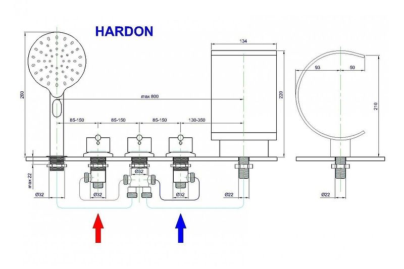 Смеситель на борт ванны Royal Bath  HARDON RB611