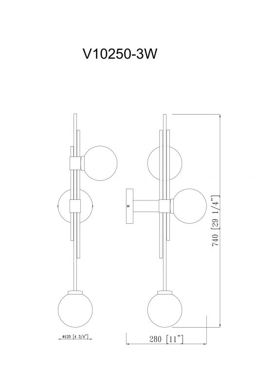 Светильник настенный Moderli V10250-3W