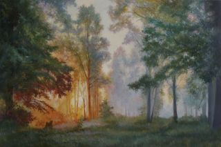 Картина "Лесной расвет" Эдуард Панов