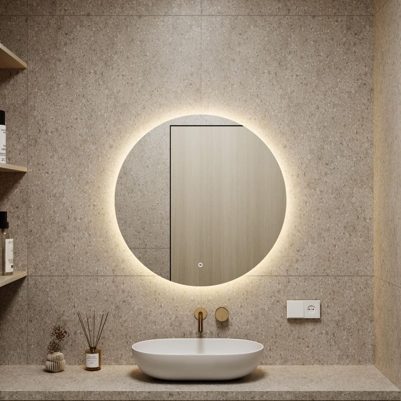 Зеркало безрамное с теплой подсветкой GENGLASS RAUNTEL NF LED M BD-2374122, с сенсорным выключателем фото 2