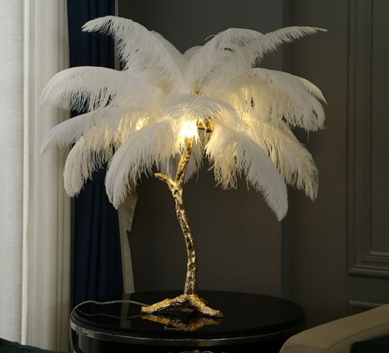 Лампа настольная с перьями IST CASA FEATHER LAMP, Цвет: белый IST-718casa фото 3