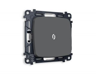 Комплект механизма 1-кл проходного выключателя с подсветкой 5600K Ambrella Volt OMEGA Графит мягкое касание (OP9020, VM105, G25W) MO902035