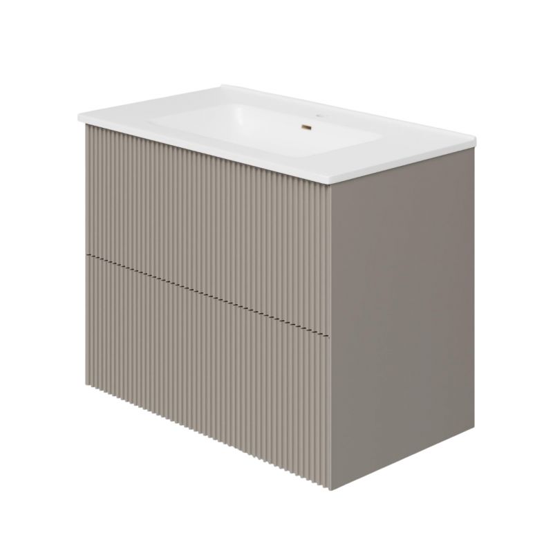 Тумба под раковину подвесная La Fenice Terra Twin Cappuccino FNC-01-TER-C-80-2 80 см, бежевая матовая фото 1