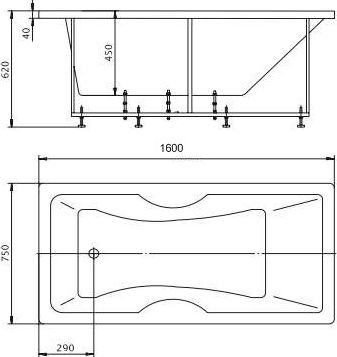 Акриловая ванна Aquatek Феникс FEN160-0000022 160x75 L